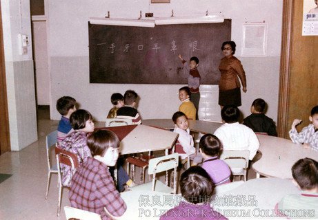 Class at the “Retarded Children Section”. Students with special needs are learning simple Chinese vocabularies.